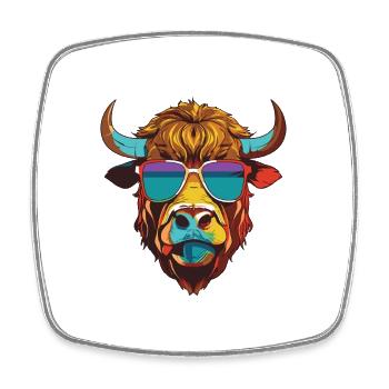 Bulle Kopf Porträt Cool Taurus - Viereckiger Kühlschrankmagnet - Weiß - Vorne