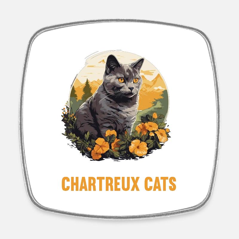 Chat Chartreux Chat Chartreux - Magnet carré - blanc