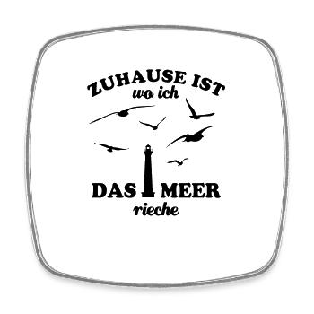 Zuhause ist wo ich das Meer rieche, Nordsee, Möwe - Viereckiger Kühlschrankmagnet - Weiß - Vorne