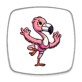Flamingo Yoga Méditation Gymnastique - Magnet carré - blanc - Devant