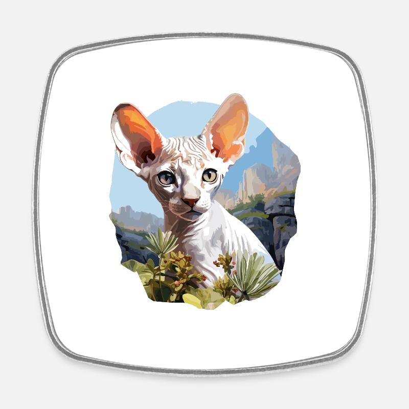 Cornish Rex Kätzchen Cornish Rex Katze - Viereckiger Kühlschrankmagnet - Weiß