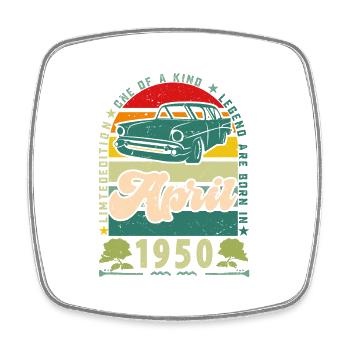 April 1950, April 1950, April 1950. - Square fridge magnet - white - Front