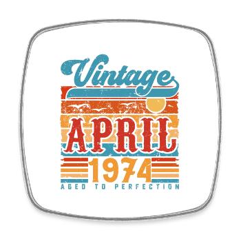 Avril 1974, Cadeau Anniversaire Vintage avril 1974 - Magnet carré - blanc - Devant