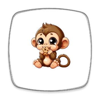 Cute chimpanzee snacks on cookies - Square fridge magnet - white - Front
