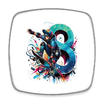 Skateboard Skater Design pour les garçons de 8 ans - Magnet carré - blanc - Devant