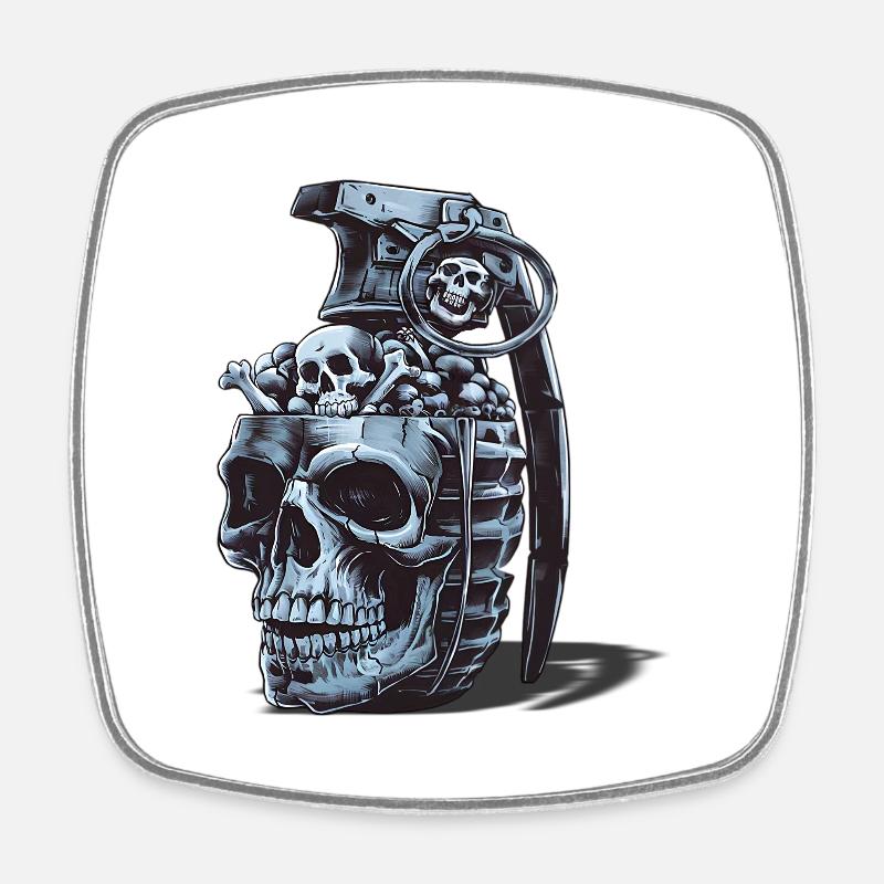 Skeleton Grenade Design - Square fridge magnet - white