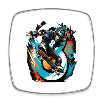 Skateboard Skater Design pour les garçons de 8 ans - Magnet carré - blanc - Devant