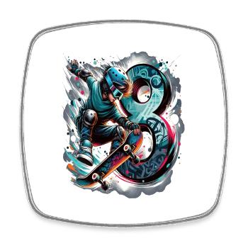 Skateboard Skater Design pour les garçons de 8 ans - Magnet carré - blanc - Devant