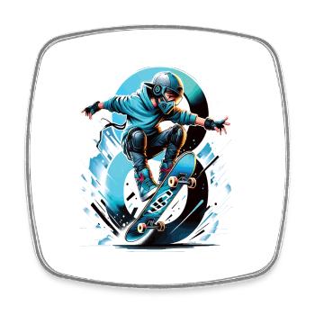 Skateboard Skater Design pour les garçons de 8 ans - Magnet carré - blanc - Devant