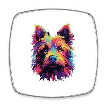 Aquarelle coloré Australian Terrier - Magnet carré - blanc - Devant