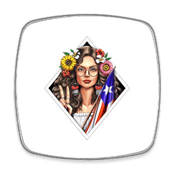 Boricua Puerto Rico Girl - Square fridge magnet - white - Front