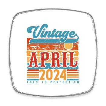 Avril 2024, Cadeau Anniversaire Vintage avril 2024 - Magnet carré - blanc - Devant