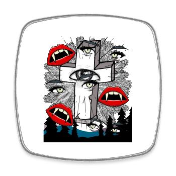 Halloween Horror Vampir Kreuz - Viereckiger Kühlschrankmagnet - Weiß - Vorne