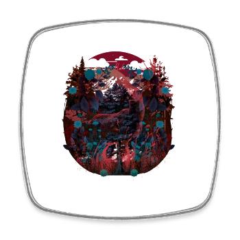Vintage Deer Nature Retro Deer Woodland Animals - Square fridge magnet - white - Front