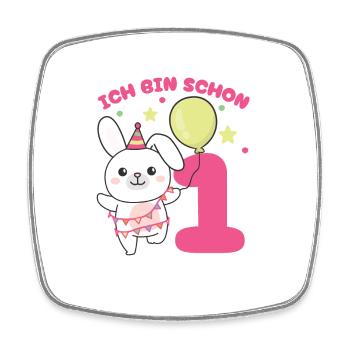 Ich bin schon 1 Hasen Geburtstags Kinder - Viereckiger Kühlschrankmagnet - Weiß - Vorne