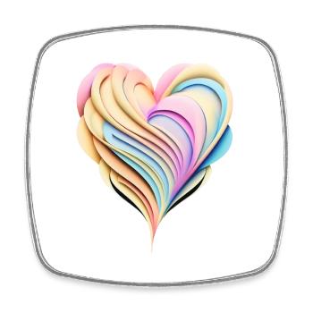 Pastel rainbow heart in 3D look - Square fridge magnet - white - Front