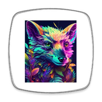 Renard de la forêt néon - Magnet carré - blanc - Devant