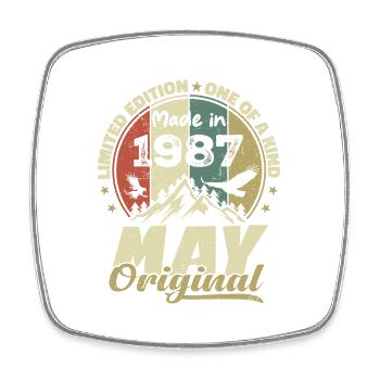 Vintage Anniversary Gift Made in May 1987 - Square fridge magnet - white - Front