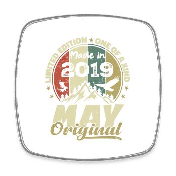 Vintage Anniversary Gift Made in May 2019 - Square fridge magnet - white - Front