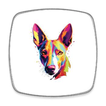 Wasserfarben Farbenfroher Basenji - Viereckiger Kühlschrankmagnet - Weiß - Vorne