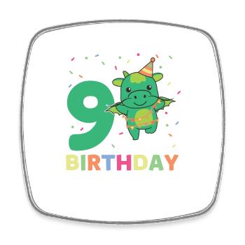 Drache zum 9. Geburtstag Kinder neun Jahre alt - Viereckiger Kühlschrankmagnet - Weiß - Vorne