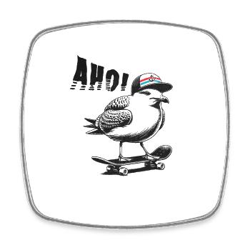 Ahoi Skater Möwe - Viereckiger Kühlschrankmagnet - Weiß - Vorne