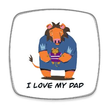 I love m’y dad - Magnet carré - blanc - Devant