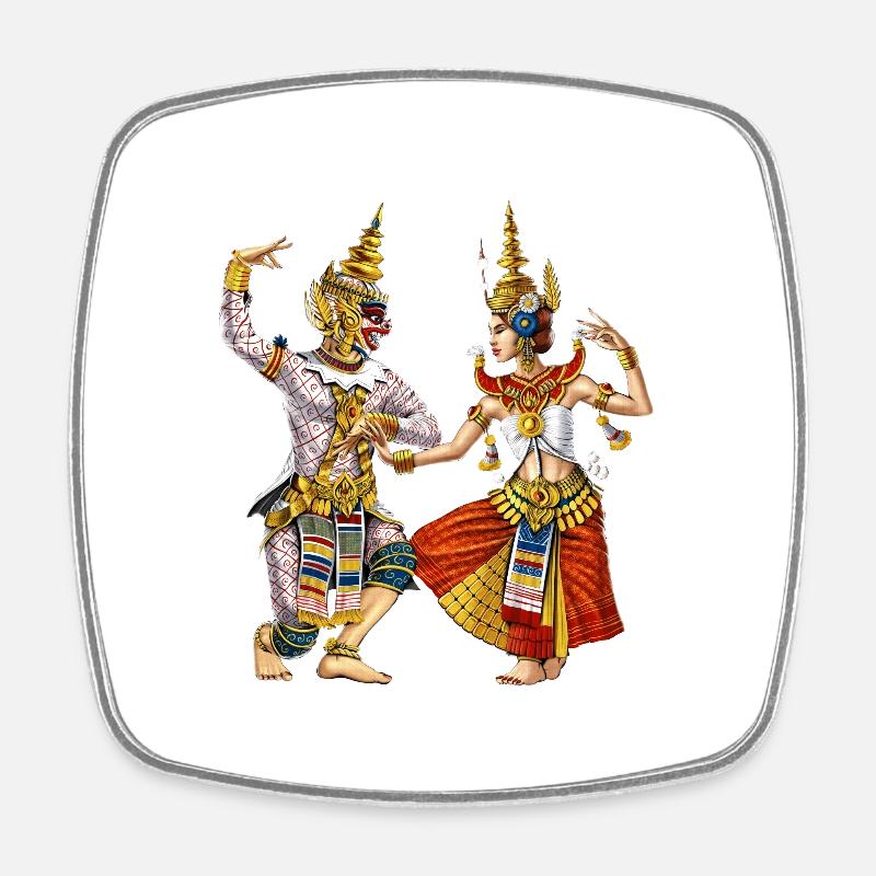 Danse khmère apsara cambodgienne - Magnet carré - blanc