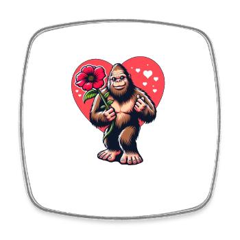 Bigfoot with Flower - Spring Love - Square fridge magnet - white - Front