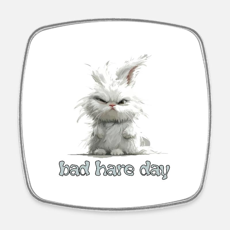 Funny pun Bad Hare day funny bunny - Square fridge magnet - white