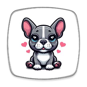 Designs pour enfants – Happy Frenchies - Magnet carré - blanc - Devant