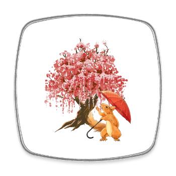 Squirrel Umbrella Forest - Square fridge magnet - white - Front