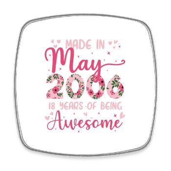 Mai 2006 Geschenk zum 18. Geburtstag für Mädchen - Viereckiger Kühlschrankmagnet - Weiß - Vorne