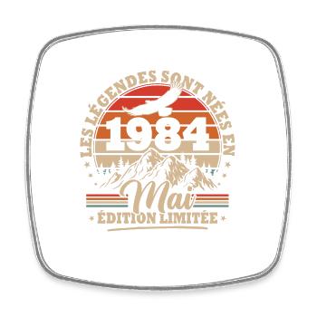 Vintage Birthday Gift Born in May 1984 - Square fridge magnet - white - Front