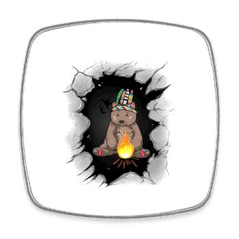 Braunbär Schamane Bär Lagerfeuer Bären - Viereckiger Kühlschrankmagnet - Weiß - Vorne