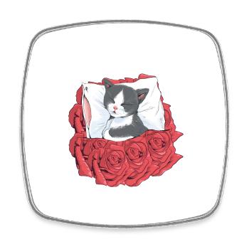 Katze Katzen Blumen - Viereckiger Kühlschrankmagnet - Weiß - Vorne