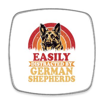 Easily Distracted By German Sheperds Dog Owner Pup - Square fridge magnet - white - Front