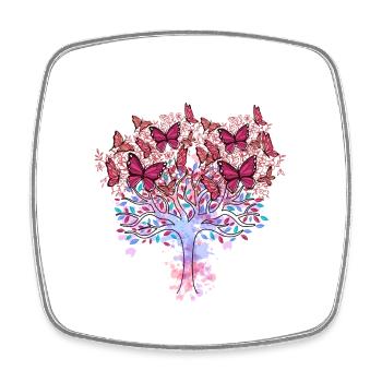 arbre, printemps, insectes, papillons, nature - Magnet carré - blanc - Devant