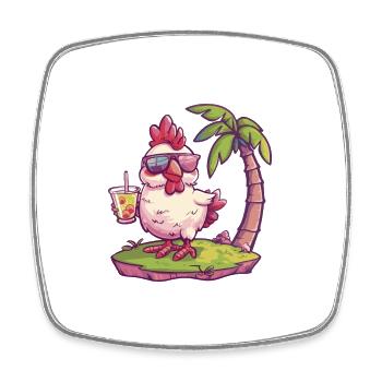 Palmier d’été de l’île du poulet - Magnet carré - blanc - Devant