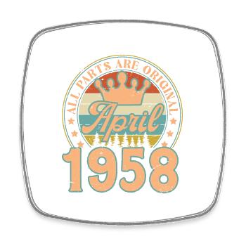 Avril 1958. Cadeau d’anniversaire avril 1958 April - Magnet carré - blanc - Devant
