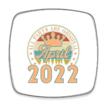 April 2022. Geburtstagsgeschenk April 2022 April - Viereckiger Kühlschrankmagnet - Weiß - Vorne