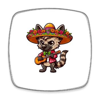 Cinco de Mayo Hyena Mariachi Guitar - Square fridge magnet - white - Front