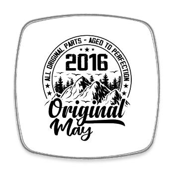 2016 May Original: 8 Years Anniversary Gift - Square fridge magnet - white - Front