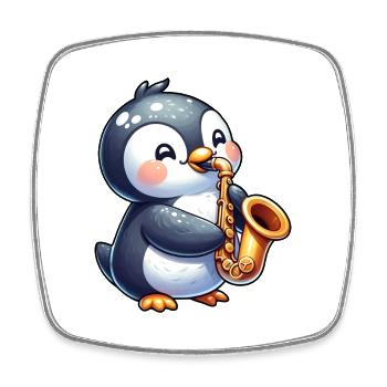 Pinguin Saxofonist Jazz Konzert - Viereckiger Kühlschrankmagnet - Weiß - Vorne