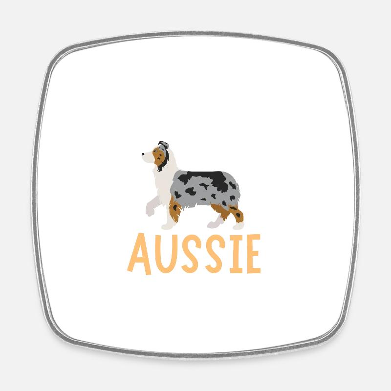 Berger australien aussie - Magnet carré - blanc