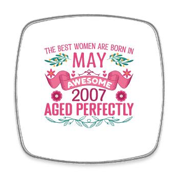 Mai 2007 anniversaire femme Mai 2007 anniversaire - Magnet carré - blanc - Devant