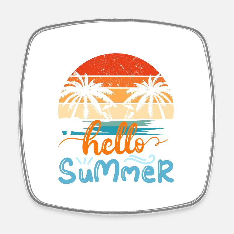Hello Summer - Square fridge magnet - white
