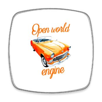 Open world engine Cabriolet Spruch gaming Cabrio - Viereckiger Kühlschrankmagnet - Weiß - Vorne