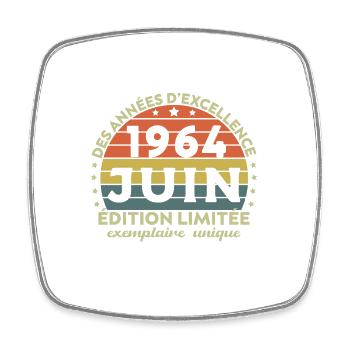 Anniversaire Millésime Fabriqué en Juin 1964 - Magnet carré - blanc - Devant