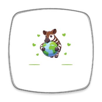 Is the only planet with Okapis Earth Day - Square fridge magnet - white - Front